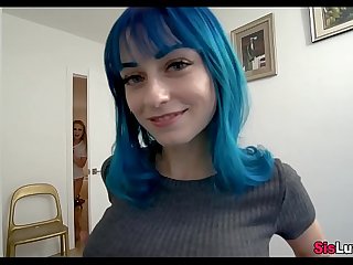 Blue Haired chick has a tight hole
